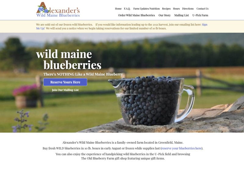Alexander’s Wild Maine Blueberries